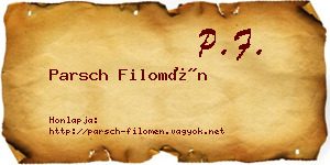 Parsch Filomén névjegykártya